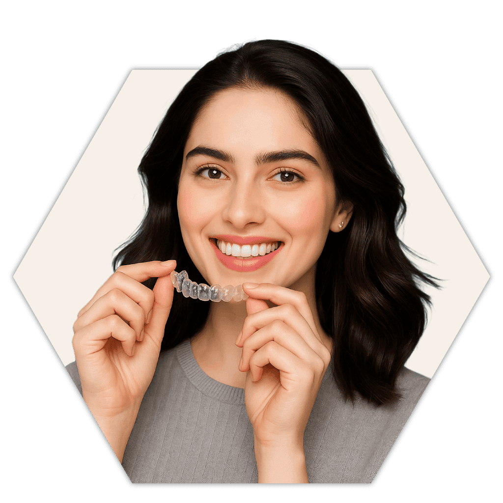 Patient smiling after cosmetic treatment